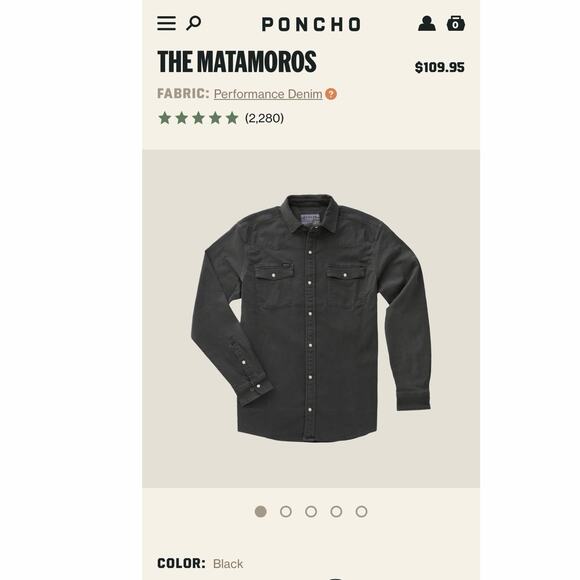 Poncho Outdoors Shirt Mens 3XL Black The Matamoros LS Pearl Snaps Denim Rodeo - Picture 7 of 7